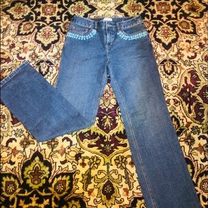 Ann Taylor Loft Jeans w/ Turquoise Beaded Detail
